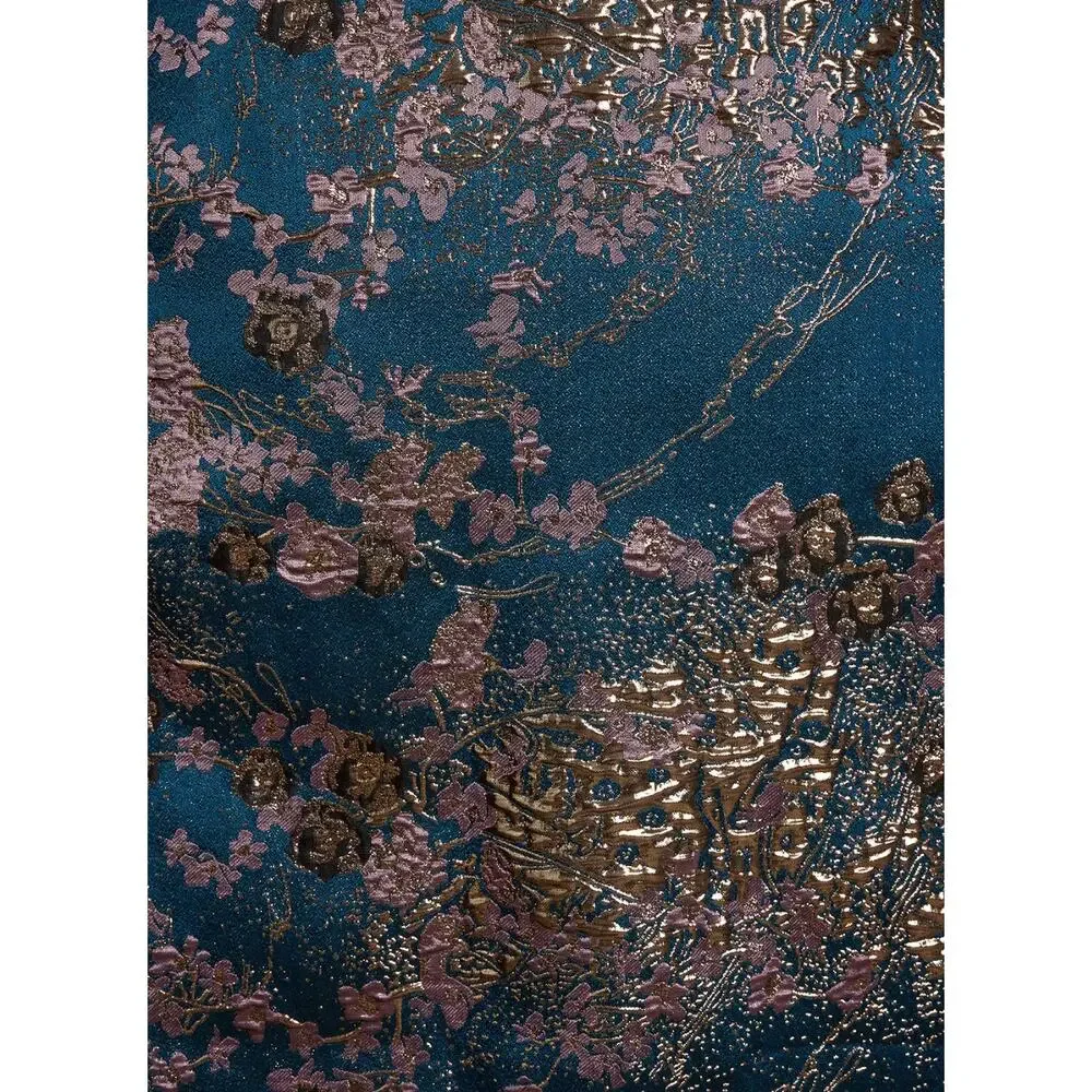 NWT Azazie Marceline Teal Floral A-Line Dress Formal Bridesmaid Black Tie Gown - Picture 7 of 8